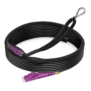 OM4 LC to LC TPU Fiber Patch Cable Outdoor, 49ft/15m OD 3.0MM, Armored Multimode Fiber Optic Cable Duplex with Pulling Eye Kit on One End, MMF, 10G/40G/100G, 50/125um OM4 LC to LC TPU Fiber Patch Cable Outdoor, 49ft/15m OD 3.0MM, Armored Multimode Fiber Optic Cable Duplex with Pulling Eye Kit on One End, MMF, 10G/40G/100G, 50/125um
