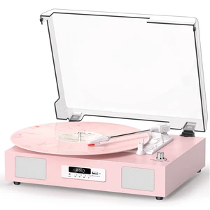 Vinyl Record Player Turntable with Stereo Speakers USB Recording, Pink Built-in Speakers, Belt Drive Turntable, RCA Line-out AUX-in, Auto Stop, Digital Display, Vintage Style for Girls Women Gifts Vinyl Record Player Turntable with Stereo Speakers USB Recording, Pink Built-in Speakers, Belt Drive Turntable, RCA Line-out AUX-in, Auto Stop, Digital Display, Vintage Style for Girls Women Gifts