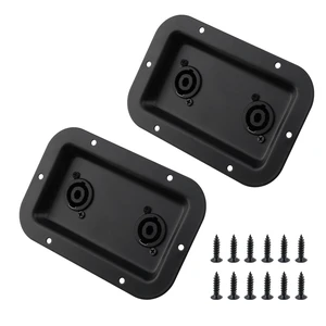 Speaker Jack Plate Audio Dual Speakon Plates 5.35"x3.5", 2PCS Iron Construction, Screws Included, for Guitar Speaker Cabinets, Easy Mount Speaker Jack Plate Audio Dual Speakon Plates 5.35"x3.5", 2PCS Iron Construction, Screws Included, for Guitar Speaker Cabinets, Easy Mount