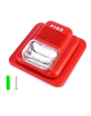 Fire Alarm, 12 / 24V DC Wired Sound and Light Fire Alarm Warning Strobe Siren Horn, Security System Sensor Fire Alarm, 12 / 24V DC Wired Sound and Light Fire Alarm Warning Strobe Siren Horn, Security System Sensor