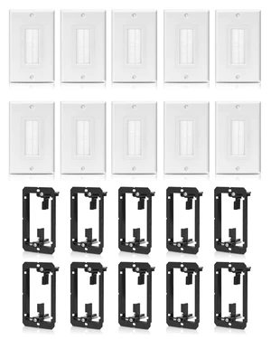 10 Pack 1-Gang White Brush Wall Plate with Low Voltage Mounting Bracket In-Wall Management Cable Pass Through Wire Hider for HDMI, Ethernet,Speaker, Home Theater, Versatile Use, Easy Installation 10 Pack 1-Gang White Brush Wall Plate with Low Voltage Mounting Bracket In-Wall Management Cable Pass Through Wire Hider for HDMI, Ethernet,Speaker, Home Theater, Versatile Use, Easy Installation