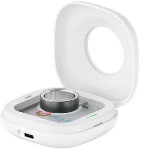 Portable Charging Case for Oura Ring 4/5 Docks, 50-Day Runtime, White Pocket-Sized Travel Holder Case (Sizes 615), 1-Hour USB-C Recharge, Clear LED Window, Magnetic Snap-Lock Dock Excluded Portable Charging Case for Oura Ring 4/5 Docks, 50-Day Runtime, White Pocket-Sized Travel Holder Case (Sizes 615), 1-Hour USB-C Recharge, Clear LED Window, Magnetic Snap-Lock Dock Excluded