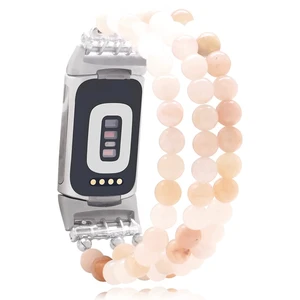 Compatible with Fitbit Charge 6/5 Natural Gemstone Beaded Handmade Adjustable Bracelet Replacement Band for Women Compatible with Fitbit Charge 6/5 Natural Gemstone Beaded Handmade Adjustable Bracelet Replacement Band for Women