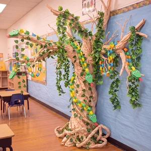 167 Pcs Classroom Tree Bulletin Board Decoration Kit with DIY Kraft Paper Roll Artificial Pothos Monstera Leaves Vines Snake Eyes Colorful Cards Paper Chain Strips for Jungle Rainforest Decor 167 Pcs Classroom Tree Bulletin Board Decoration Kit with DIY Kraft Paper Roll Artificial Pothos Monstera Leaves Vines Snake Eyes Colorful Cards Paper Chain Strips for Jungle Rainforest Decor