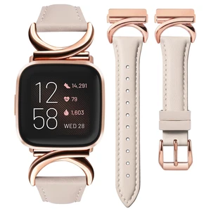 Leather Band Compatible with Fitbit Versa 2/Fitbit Versa/Versa Lite Bands Women, Slim Thin Dressy Designer Premium Leather Strap with C-Shape Metal Buckle for Versa 2 Smartwatch Accessories Leather Band Compatible with Fitbit Versa 2/Fitbit Versa/Versa Lite Bands Women, Slim Thin Dressy Designer Premium Leather Strap with C-Shape Metal Buckle for Versa 2 Smartwatch Accessories