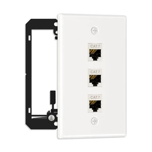 1-Pack Shielded Cat7 Ethernet Wall Plate, 3-Port Keystone 10Gbit/s, 3-Port Keystone Wall Plate with Bracket + Cat7 Shielded RJ45 Coupler, Female to Female RJ45 Cat7 Wall Plate, PoE 1-Pack Shielded Cat7 Ethernet Wall Plate, 3-Port Keystone 10Gbit/s, 3-Port Keystone Wall Plate with Bracket + Cat7 Shielded RJ45 Coupler, Female to Female RJ45 Cat7 Wall Plate, PoE