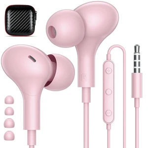 Wired Earbuds in-Ear Headphones 3.5mm Jack for Laptop/School Pink Noise Isolation Small Earphones, Corded Plug-in Ear Buds Mic Volume Control for iPhone/Samsung/Android/PC/Gaming Console/Kids Wired Earbuds in-Ear Headphones 3.5mm Jack for Laptop/School Pink Noise Isolation Small Earphones, Corded Plug-in Ear Buds Mic Volume Control for iPhone/Samsung/Android/PC/Gaming Console/Kids