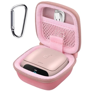 for Soundcore Liberty 5 Pro Max/5 Pro/5 Earbuds Hard Travel Case, Pink Portable Protective Storage Bag with Mesh Pocket, Elastic Securing Strap & Carabiner, Shockproof EVA Shell and Soft Lining for Soundcore Liberty 5 Pro Max/5 Pro/5 Earbuds Hard Travel Case, Pink Portable Protective Storage Bag with Mesh Pocket, Elastic Securing Strap & Carabiner, Shockproof EVA Shell and Soft Lining