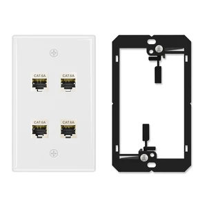 1-Pack Shielded Cat6A Ethernet Wall Plate, 4-Port RJ45 Wall Plate 4-Port Keystone Wall Plates with Cat 6A Shielded Coupler and Bracket, Female to Female Cat6a Wall Plate, Cat6a/Cat6/5e, PoE 1-Pack Shielded Cat6A Ethernet Wall Plate, 4-Port RJ45 Wall Plate 4-Port Keystone Wall Plates with Cat 6A Shielded Coupler and Bracket, Female to Female Cat6a Wall Plate, Cat6a/Cat6/5e, PoE