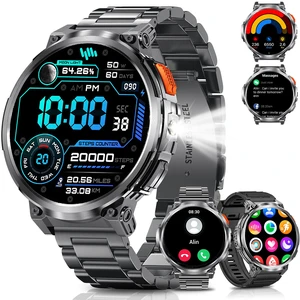 Military Smart Watch for Men, 1.85" Big Screen, Flashlight, 930mAh Battery Bluetooth Calling, IP68 Waterproof, 114 Sports Modes, 2 Bands, Fitness Tracker, Compatible with Android & iPhone Military Smart Watch for Men, 1.85" Big Screen, Flashlight, 930mAh Battery Bluetooth Calling, IP68 Waterproof, 114 Sports Modes, 2 Bands, Fitness Tracker, Compatible with Android & iPhone