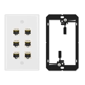 1-Pack Shielded Cat6A Ethernet Wall Plate, 6-Port RJ45 Wall Plate 6-Port Keystone Wall Plates with Cat 6A Shielded Coupler and Bracket, Female to Female Cat6a Wall Plate, Cat6a/Cat6/5e, PoE 1-Pack Shielded Cat6A Ethernet Wall Plate, 6-Port RJ45 Wall Plate 6-Port Keystone Wall Plates with Cat 6A Shielded Coupler and Bracket, Female to Female Cat6a Wall Plate, Cat6a/Cat6/5e, PoE