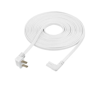 Extra Long 25-Foot Power Cord Compatible with Samsung and LG TV LED Smart Screens and Many Other Compatible Electronics - 90 Degree Right Angled L-Shaped Power Cable (25-Foot, White) Extra Long 25-Foot Power Cord Compatible with Samsung and LG TV LED Smart Screens and Many Other Compatible Electronics - 90 Degree Right Angled L-Shaped Power Cable (25-Foot, White)