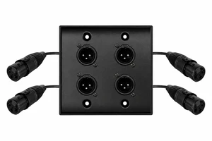 4 Port Black XLR Wall Plate, Solderless Male to Female Connector No-Solder XLR Wall Plate with Male to Female Connectors for Pro Audio, Studio, Stage, Rack & In-Wall Installations 4 Port Black XLR Wall Plate, Solderless Male to Female Connector No-Solder XLR Wall Plate with Male to Female Connectors for Pro Audio, Studio, Stage, Rack & In-Wall Installations