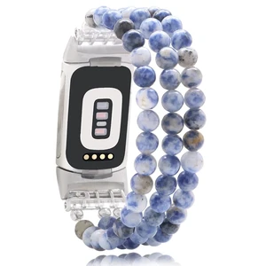Compatible with Fitbit Charge 6/5 Natural Gemstone Beaded Handmade Adjustable Bracelet Replacement Band for Women Compatible with Fitbit Charge 6/5 Natural Gemstone Beaded Handmade Adjustable Bracelet Replacement Band for Women