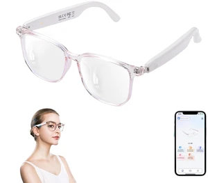 AI Smart Glasses for Women Men, Clear Frame Blue Light Glasses, Real-Time Translation160+Languages), Photo Translation, No Subscription, Bluetooth 6.0 AI Translation Glasses for Business Travel-Pink AI Smart Glasses for Women Men, Clear Frame Blue Light Glasses, Real-Time Translation160+Languages), Photo Translation, No Subscription, Bluetooth 6.0 AI Translation Glasses for Business Travel-Pink