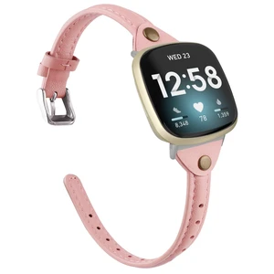 Compatible with Fitbit Versa 4/Versa 3/Sense 2/Sense Band for Women, Slim & Thin Leather Straps Bracelet Wristband for Fitbit Versa 4/ Fitbit Sense Smartwatch, Rose Pink Compatible with Fitbit Versa 4/Versa 3/Sense 2/Sense Band for Women, Slim & Thin Leather Straps Bracelet Wristband for Fitbit Versa 4/ Fitbit Sense Smartwatch, Rose Pink