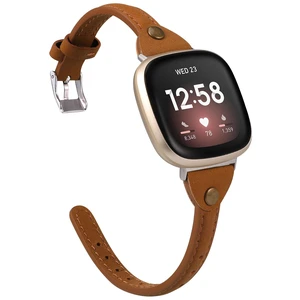 Compatible with Fitbit Versa 3/Fitbit Sense Band for Women and Men, Slim & Thin Leather Straps Bracelet Wristband for Fitbit Versa 3/ Fitbit Sense Smartwatch (Deep Brown) Compatible with Fitbit Versa 3/Fitbit Sense Band for Women and Men, Slim & Thin Leather Straps Bracelet Wristband for Fitbit Versa 3/ Fitbit Sense Smartwatch (Deep Brown)