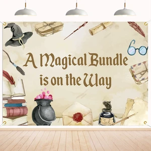 A Magical Bundle is on the Way Backdrop - Magical Theme Baby Shower Decor, Magical Wizard Baby Shower Decorations 7x5ft A Magical Bundle is on the Way Backdrop - Magical Theme Baby Shower Decor, Magical Wizard Baby Shower Decorations 7x5ft