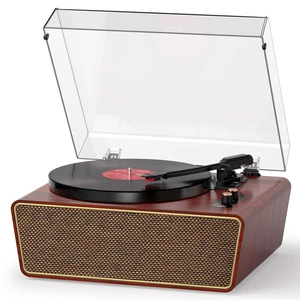 Red Burl Wood Bluetooth Record Player, 3-Speed Turntable Premium burl wood finish with Bluetooth, 3-speed playback, 4 stereo speakers, PC recording and auto stop Red Burl Wood Bluetooth Record Player, 3-Speed Turntable Premium burl wood finish with Bluetooth, 3-speed playback, 4 stereo speakers, PC recording and auto stop