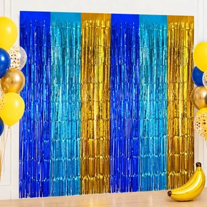 Cartoon Blue Gold Foil Fringe Curtains Backdrop Party Decorations, 4 Pack 3.2x6.6ft Navy Blue Yellow Tinsel Streamers Backdrop Banner for Ramadan, Graduation, Retirement, Cartoon Party Decorations Cartoon Blue Gold Foil Fringe Curtains Backdrop Party Decorations, 4 Pack 3.2x6.6ft Navy Blue Yellow Tinsel Streamers Backdrop Banner for Ramadan, Graduation, Retirement, Cartoon Party Decorations