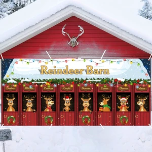 Christmas Garage Door Banner Decor, 16 x 7 ft, Reindeer Barn Christmas Garage Door Banner Decor, 16 x 7 ft, Reindeer Barn