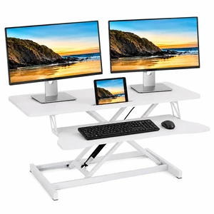37 Inch Standing Desk Converter, Height Adjustable Desk Riser with Gas Spring Lift, Dual Monitor & Laptop Workstation, Sit Stand Desktop Converter with Wide Keyboard Tray for Home Office 37 Inch Standing Desk Converter, Height Adjustable Desk Riser with Gas Spring Lift, Dual Monitor & Laptop Workstation, Sit Stand Desktop Converter with Wide Keyboard Tray for Home Office