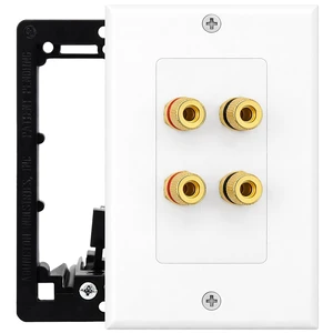 2 Speaker Wall Plate, Banana Plug Binding Posts for Home Theater Home Theater Speaker Wall Plate with Gold Plated Binding Posts for Speaker Wire, Banana Plug Connections & Surround Sound 2 Speaker Wall Plate, Banana Plug Binding Posts for Home Theater Home Theater Speaker Wall Plate with Gold Plated Binding Posts for Speaker Wire, Banana Plug Connections & Surround Sound