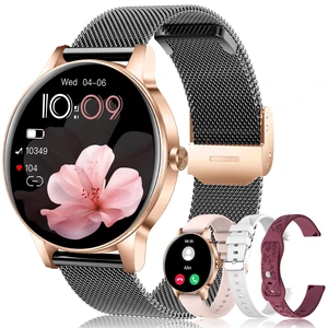 Smart Watch for Women, 1.27'' TFT Fitness Watch With Bluetooth Answer/Make Call,Heart Rate/SpO2/Sleep Monitor/Menstrual Cycle/120+ Sports Fitness Tracker for iPhone Android iOS(4 Straps,Black Gold) Smart Watch for Women, 1.27'' TFT Fitness Watch With Bluetooth Answer/Make Call,Heart Rate/SpO2/Sleep Monitor/Menstrual Cycle/120+ Sports Fitness Tracker for iPhone Android iOS(4 Straps,Black Gold)
