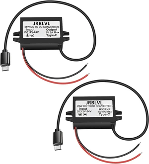 DC 12V 24V to 5V 5A 25W USB-C Step Down Converter Buck Power Adapter for Raspberry Pi 4, Cellphone, and More (2-Pack) DC 12V 24V to 5V 5A 25W USB-C Step Down Converter Buck Power Adapter for Raspberry Pi 4, Cellphone, and More (2-Pack)