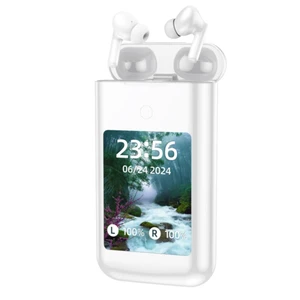 Wireless Earbuds Bluetooth 5.3 Headphones,Long Playtime Ear Buds with Mic Waterproof in Ear Earphones Charging Case with Multi Functions LED Full Color Touch Screen for Android iOS Phones Sport,White Wireless Earbuds Bluetooth 5.3 Headphones,Long Playtime Ear Buds with Mic Waterproof in Ear Earphones Charging Case with Multi Functions LED Full Color Touch Screen for Android iOS Phones Sport,White