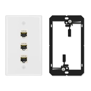 1-Pack Shielded Cat6A Ethernet Wall Plate, 3-Port RJ45 Wall Plate 3-Port Keystone Wall Plates with Cat 6A Shielded Coupler and Bracket, Female to Female Cat6a Wall Plate, Cat6a/Cat6/5e, PoE 1-Pack Shielded Cat6A Ethernet Wall Plate, 3-Port RJ45 Wall Plate 3-Port Keystone Wall Plates with Cat 6A Shielded Coupler and Bracket, Female to Female Cat6a Wall Plate, Cat6a/Cat6/5e, PoE