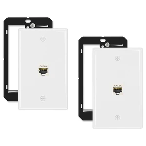 2-Pack Shielded Cat6A Ethernet Wall Plate, 1-Port RJ45 Wall Plate 1-Port Keystone Wall Plates with Cat 6A Shielded Coupler and Bracket, Female to Female Cat6a Wall Plate, Cat6a/Cat6/5e, PoE 2-Pack Shielded Cat6A Ethernet Wall Plate, 1-Port RJ45 Wall Plate 1-Port Keystone Wall Plates with Cat 6A Shielded Coupler and Bracket, Female to Female Cat6a Wall Plate, Cat6a/Cat6/5e, PoE