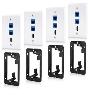 4 Pack Ethernet HDMI Wall Plate, 2-Port Cat6 & 1-Port HDMI Keystone Jack RJ45 Coupler Female to Female Wall Outlet with Low Voltage Mounting Bracket, Cable Pass Through Hide Behind The Wall 4 Pack Ethernet HDMI Wall Plate, 2-Port Cat6 & 1-Port HDMI Keystone Jack RJ45 Coupler Female to Female Wall Outlet with Low Voltage Mounting Bracket, Cable Pass Through Hide Behind The Wall