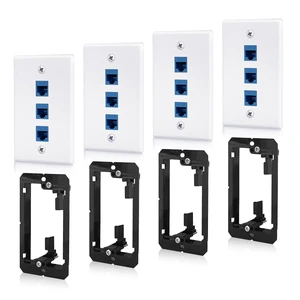 4 Pack 3-Port Cat6 Ethernet Wall Plate with Low Voltage Mounting Bracket RJ45 Keystone Jack Coupler Female to Female, In-Wall Management Network Cables Inline Wires Connector, Easy Installation 4 Pack 3-Port Cat6 Ethernet Wall Plate with Low Voltage Mounting Bracket RJ45 Keystone Jack Coupler Female to Female, In-Wall Management Network Cables Inline Wires Connector, Easy Installation