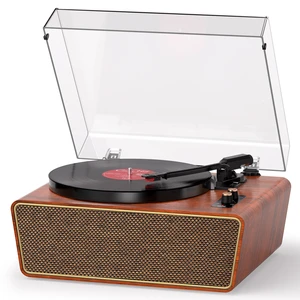 Classic Walnut Bluetooth Record Player, 3-Speed Turntable Classic walnut finish with Bluetooth, 3-speed playback, USB-to-PC recording, AUX, RCA output and auto stop Classic Walnut Bluetooth Record Player, 3-Speed Turntable Classic walnut finish with Bluetooth, 3-speed playback, USB-to-PC recording, AUX, RCA output and auto stop