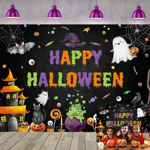Happy Halloween Backdrop Spooky Ghost Halloween Photography Background 8x6ft Kids Hallowmas Happy Birthday Banner, Family Party Decorations Supplies Happy Halloween Backdrop Spooky Ghost Halloween Photography Background 8x6ft Kids Hallowmas Happy Birthday Banner, Family Party Decorations Supplies