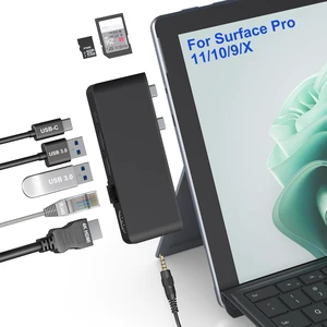 Surface Pro 13/11/10/9 Hub Docking Station with 4K HDMI, Thunerbolt 4(8K Video+40Gbps+100W PD), 100M Ethernet, USB 3.0, 3.5mm Audio, SD/TF Card Slot - USB C Hub Adapter for Surface Pro 11/Pro 10/Pro 9 Surface Pro 13/11/10/9 Hub Docking Station with 4K HDMI, Thunerbolt 4(8K Video+40Gbps+100W PD), 100M Ethernet, USB 3.0, 3.5mm Audio, SD/TF Card Slot - USB C Hub Adapter for Surface Pro 11/Pro 10/Pro 9