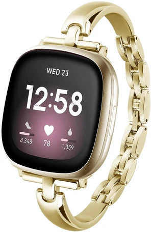 Silm Metal Band Compatible with Fitbit Versa 4/Fitbit Sense 2,Gold Band Cute Women, Bling Jewelry Strap Replacement Compatible for Fitbit Sense/Versa 3 Women Silm Metal Band Compatible with Fitbit Versa 4/Fitbit Sense 2,Gold Band Cute Women, Bling Jewelry Strap Replacement Compatible for Fitbit Sense/Versa 3 Women