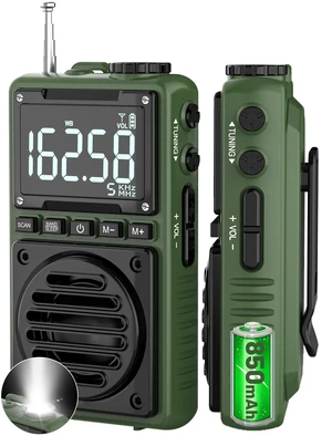 Digital AM FM Weather Band Radio 850mAh Rechargeable Battery Portable Pocket Radio with Best Reception,Flashlight,LCD Screen, Back Clip,SOS Alarm,Sleep Timer for Jogging,Walking Digital AM FM Weather Band Radio 850mAh Rechargeable Battery Portable Pocket Radio with Best Reception,Flashlight,LCD Screen, Back Clip,SOS Alarm,Sleep Timer for Jogging,Walking
