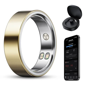 Smart Ring for Women/Men, Fitness Tracker Ring with Call & Alarm Vibration, Heart Rate, Blood Oxygen, Sleep Tracker, Women Cycle Prediction, 5ATM Waterproof, No App Fees (Gold, 9#) Smart Ring for Women/Men, Fitness Tracker Ring with Call & Alarm Vibration, Heart Rate, Blood Oxygen, Sleep Tracker, Women Cycle Prediction, 5ATM Waterproof, No App Fees (Gold, 9#)