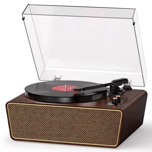 Dark Gray Wood Bluetooth Record Player, 3-Speed Turntable Modern dark gray wood finish with Bluetooth, 3-speed playback, 4 speakers, PC recording, AUX, RCA and headphone jack Dark Gray Wood Bluetooth Record Player, 3-Speed Turntable Modern dark gray wood finish with Bluetooth, 3-speed playback, 4 speakers, PC recording, AUX, RCA and headphone jack