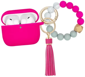 Compatible with Airpods Pro Case Cover with Bracelet Keychain for Apple Airpod Pro Case (Hot Pink) Compatible with Airpods Pro Case Cover with Bracelet Keychain for Apple Airpod Pro Case (Hot Pink)