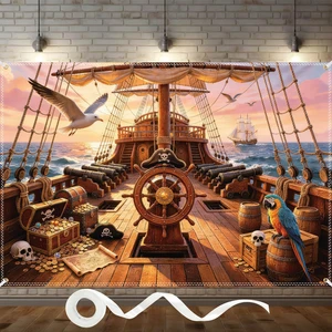 10×6.5ft Pirate Ship Backdrop, Pirate Themed Party Decorations Polyester Fabric for Wall Mount, Indoor Outdoor Photoshoot & Pirate Themed Birthday Party 10×6.5ft Pirate Ship Backdrop, Pirate Themed Party Decorations Polyester Fabric for Wall Mount, Indoor Outdoor Photoshoot & Pirate Themed Birthday Party