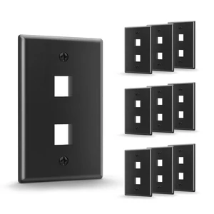 UL Listed Keystone Wall Plate 2-Port for Keystone Jack, Black 10-Pack UL Listed for Safety, Designed for RJ45/HDMI/Coax Keystone Jack, Low Profile Wall Plate UL Listed Keystone Wall Plate 2-Port for Keystone Jack, Black 10-Pack UL Listed for Safety, Designed for RJ45/HDMI/Coax Keystone Jack, Low Profile Wall Plate