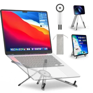 Portable Laptop Stand for Desk, 3-in-1 Adjustable Holder (Silver) MagSafe Compatible Foldable Design, 8-Level Height & Angle, Aluminum Alloy, Suitable for 10-16 Laptops Portable Laptop Stand for Desk, 3-in-1 Adjustable Holder (Silver) MagSafe Compatible Foldable Design, 8-Level Height & Angle, Aluminum Alloy, Suitable for 10-16 Laptops