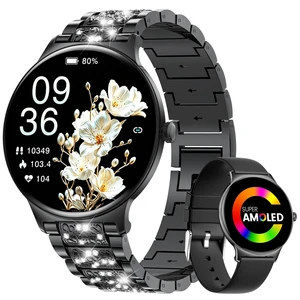 Ultra-Thin Smart Watch for Women,1.43" Always-on Display Smart Watch with Bluetooth Call,Health Tracker 100+ Sports Modes, Mutifuction Women Smartwatch for Android iOS 2 Straps(Black) Ultra-Thin Smart Watch for Women,1.43" Always-on Display Smart Watch with Bluetooth Call,Health Tracker 100+ Sports Modes, Mutifuction Women Smartwatch for Android iOS 2 Straps(Black)