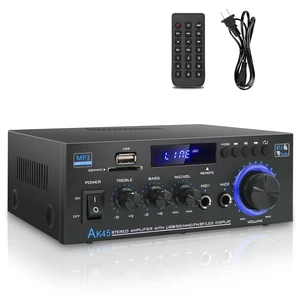 AK45 Bluetooth 5.0 Home Audio Amplifier, 400W 2 Channel Stereo Receiver Power Amplifier System with Remote Control, MIC,USB,RCA,FM Radio,Suitable for Home Theater Passive Speakers AK45 Bluetooth 5.0 Home Audio Amplifier, 400W 2 Channel Stereo Receiver Power Amplifier System with Remote Control, MIC,USB,RCA,FM Radio,Suitable for Home Theater Passive Speakers