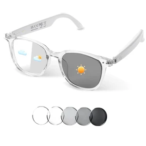 Smart Glasses for Women Men, Bluetoot Glasses with Color-Changing Lenses Open Ear Sound Speakers, Magnetic Charging, Voice Assistant, Music/Calls, Blue Light Audio Glasses for Working Travel (Clear) Smart Glasses for Women Men, Bluetoot Glasses with Color-Changing Lenses Open Ear Sound Speakers, Magnetic Charging, Voice Assistant, Music/Calls, Blue Light Audio Glasses for Working Travel (Clear)