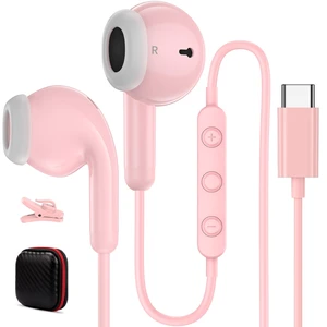 USB C Headphones for iPhone 18 Pro/17 Pro Max 16 Wired Earbuds,Pink Type C Earphones with Mic Volume Control,Stereo Corded Headphones for Samsung S26 S25 S24 A16 A17 for Apple iPad Air 11 10th USB C Headphones for iPhone 18 Pro/17 Pro Max 16 Wired Earbuds,Pink Type C Earphones with Mic Volume Control,Stereo Corded Headphones for Samsung S26 S25 S24 A16 A17 for Apple iPad Air 11 10th