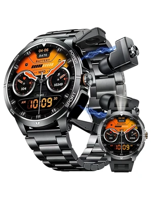 Smart Watch with Earbuds for Men and Women,+ Metal Band Compass & FlashLight, Heart Rate Monitor Smartwatch, BT Calling, 100+ Sports Modes, Fitness Tracker, Android iOS Compatible Smart Watch with Earbuds for Men and Women,+ Metal Band Compass & FlashLight, Heart Rate Monitor Smartwatch, BT Calling, 100+ Sports Modes, Fitness Tracker, Android iOS Compatible